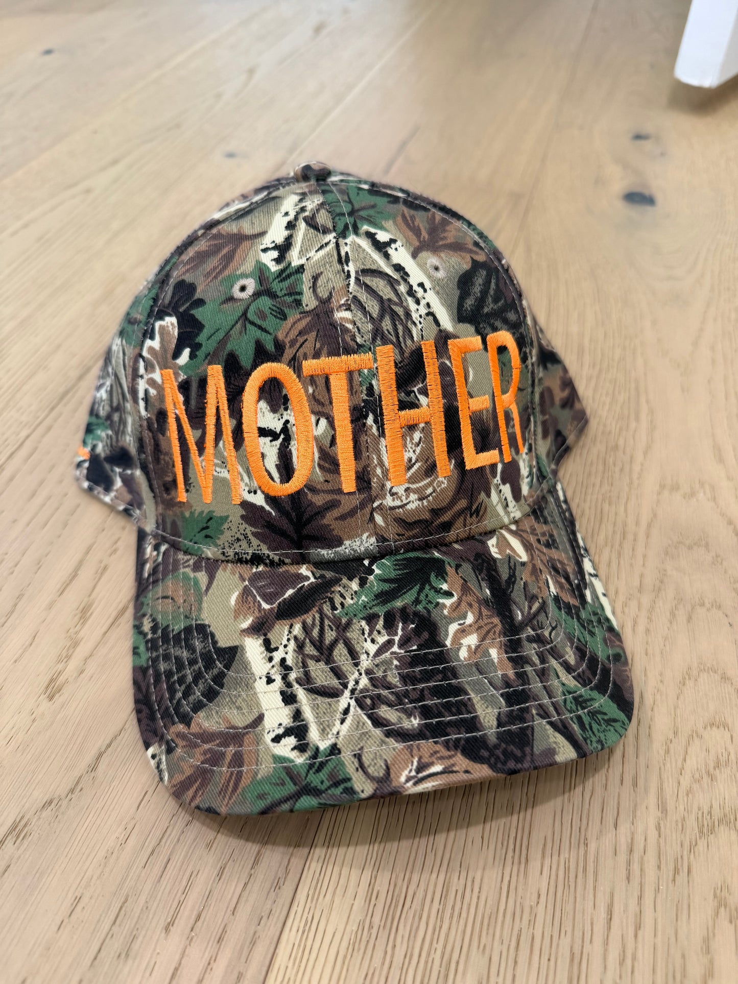 Camo Mother trucker Hat- neon, orange