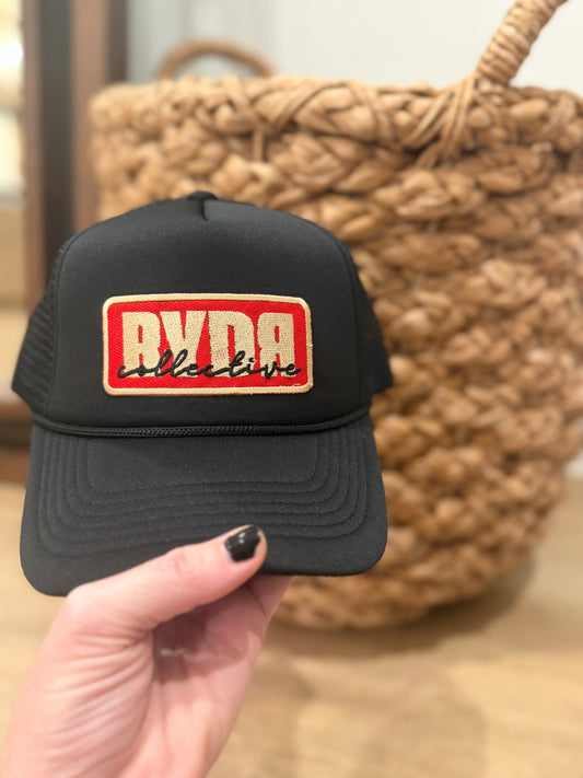 Black patch hat