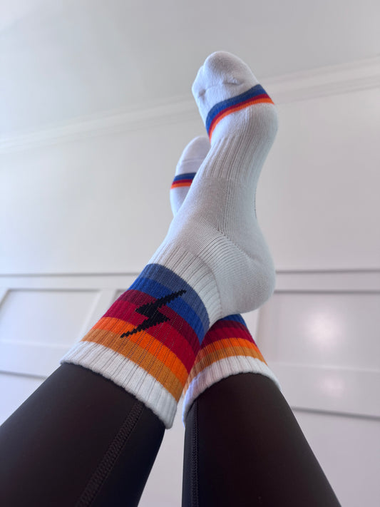colorful lighting bolt socks